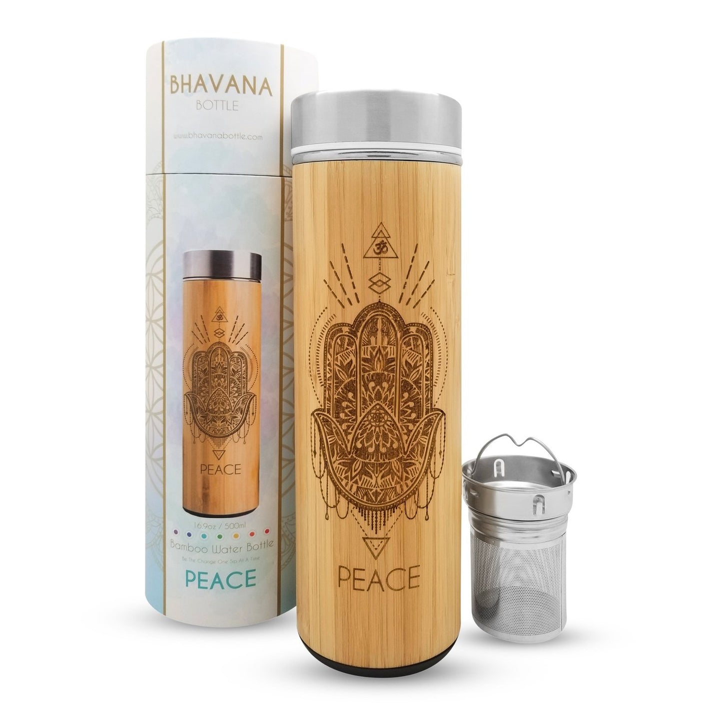 PEACE Premium Insulated Bamboo Water Bottles - Fortunate Lemon Shop