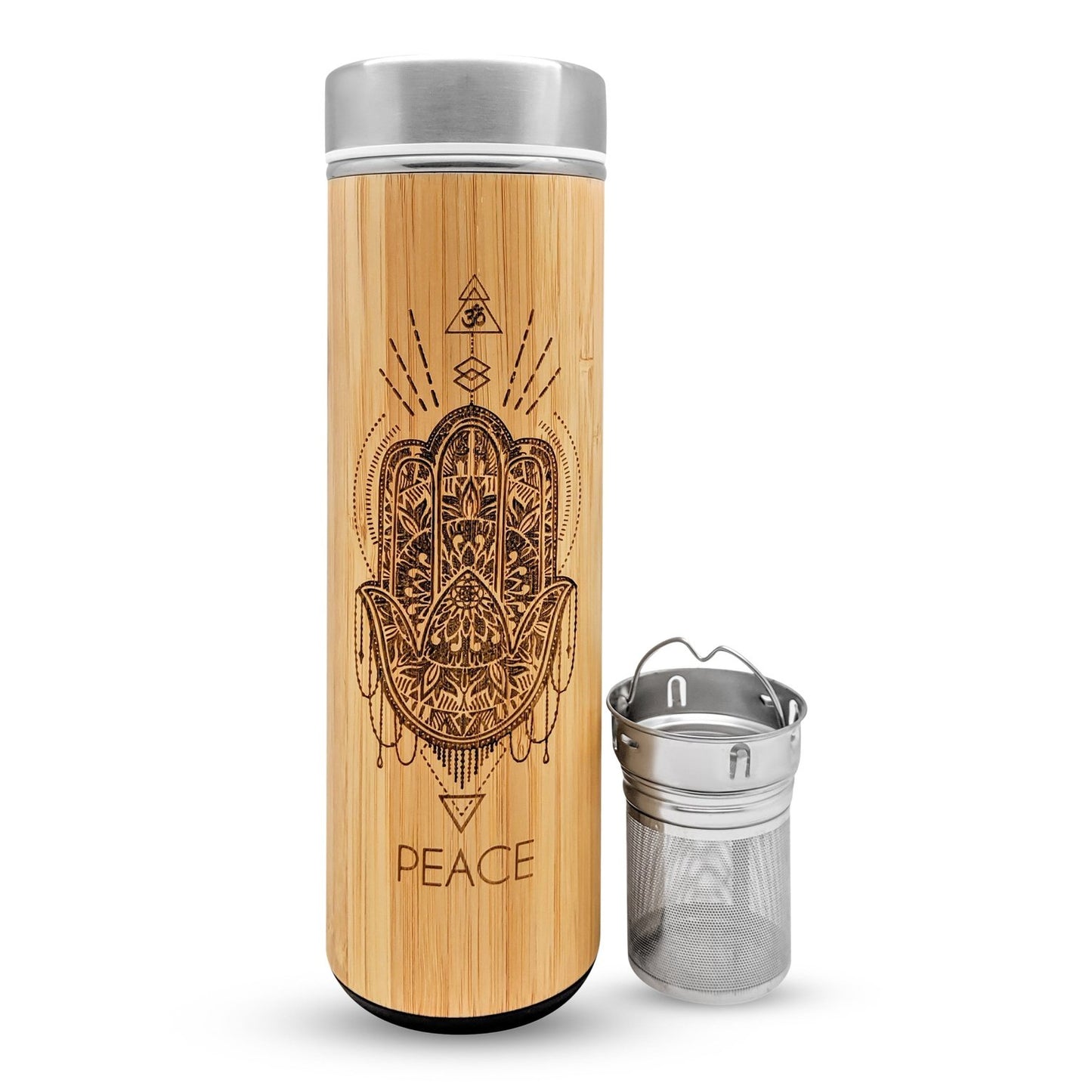 PEACE Premium Insulated Bamboo Water Bottles - Fortunate Lemon Shop