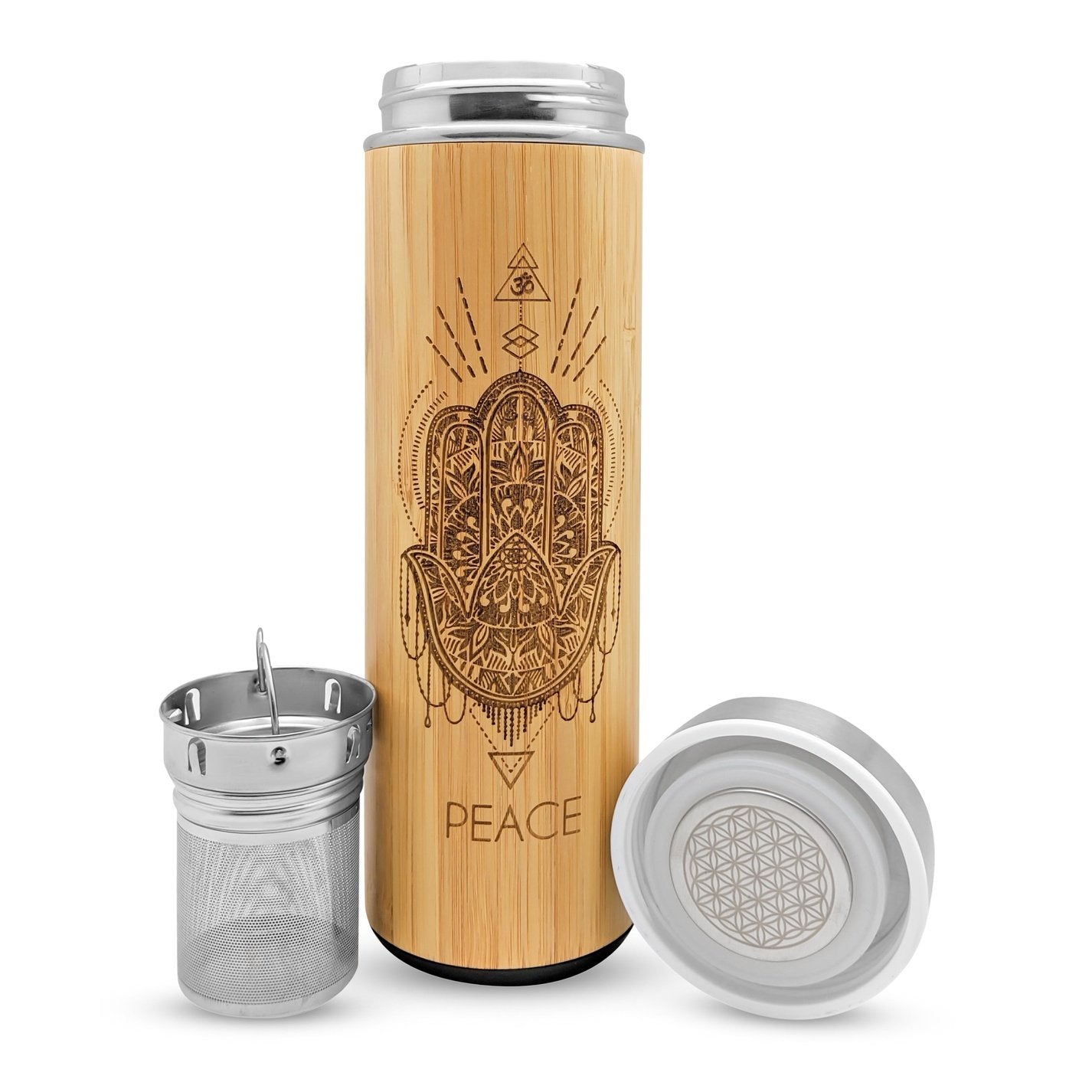 PEACE Premium Insulated Bamboo Water Bottles - Fortunate Lemon Shop